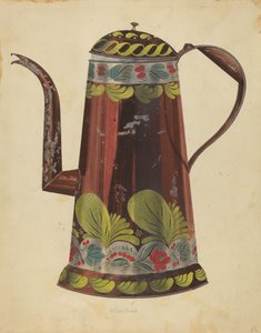 Toleware Tin Coffee Pot, c. 1937