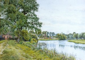 On the Ouse at Hemingford Grey, with the Manor House in the Distance