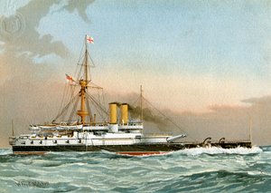 HMS Victoria, Royal Navy 1st Class Battleship by William Frederick Mitchell