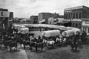 David Bruce Powers train of Leavenworth at Denver, 1868