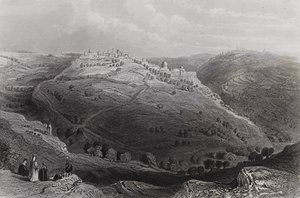 Mount Lion, Jerusalem, from the Hill of Evil Counsel by William H. Bartlett