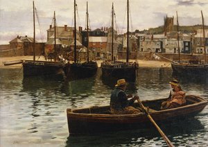 The Harbour, St. Ives, Cornwall by William H. Bartlett