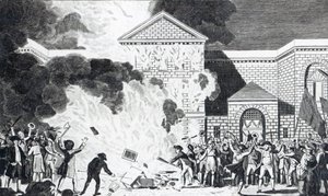 The Devastations occasioned by the Rioters of London firing the New Gaol of Newgate and burning Mr. Akerman