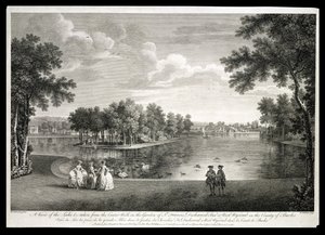 View of the Lake from the Centre Walk in the garden at West Wycombe, Buckinghamshire