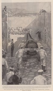 The Evacuation of Crete, British Bluejackets Removing Dismounted Turkish Guns at Candia