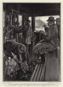 The King and Queen in Scotland, His Majesty and the Duke of Sutherland riding on an Engine