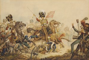 1st Life Guards Charging French Artillery at the Battle of Waterloo in 1815, 1820 by William Heath