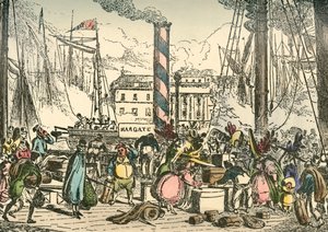 Getting on Board the Margate Steam Packet at London Bridges Wharf, 1838 by William Heath