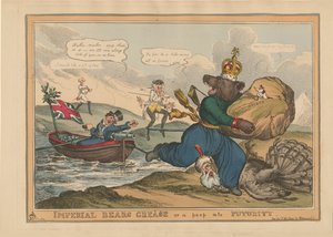 Imperial Bears Grease Greece or a peep into futurity. Caricature on the Russo-Turkish War