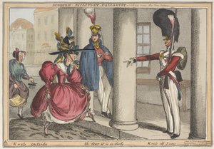 Modern Military Gallantry - A sketch near the New Palace Keep outside - Oh dear it is so dirty, c.1829