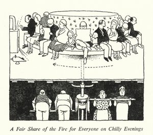 A Fair Share of the Fire for Everyone on Chilly Evenings by William Heath Robinson
