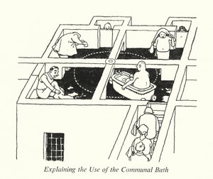 Explaining the Use of the Communal Bath by William Heath Robinson