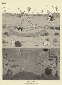 Fish Tennis, a thrilling new water game by William Heath Robinson