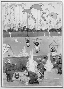 Flying Kettle Attack, from Some Frightful War Pictures, 1915 by William Heath Robinson