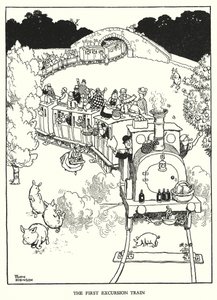Illustration for Railway Ribaldry by W Heath Robinson by William Heath Robinson