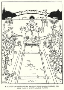 Illustration for Railway Ribaldry by W Heath Robinson by William Heath Robinson
