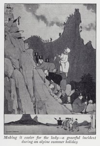 Making it easier for the lady, a graceful incident during an alpine summer holiday by William Heath Robinson