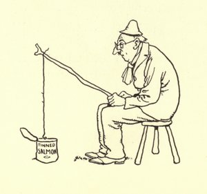 Man Fishing for Tinned Salmon