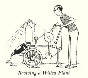 Reviving a Wilted Plant (lithograph) by William Heath Robinson