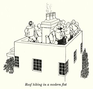 Roof hiking in a modern flat by William Heath Robinson