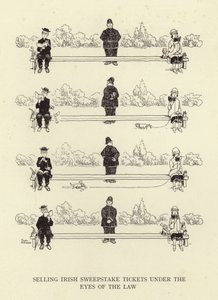 Selling Irish sweepstake tickets under the eyes of the law by William Heath Robinson