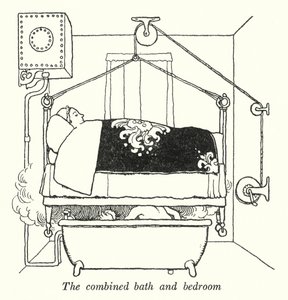 The combined bath and bedroom by William Heath Robinson