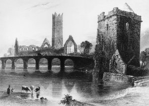 English Landscape Salon of 1843 After Painting by W.H. Bartlett Engraving by J. Cousen by William Henry (after) Bartlett