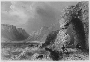 Glenariff, County Antrim (engraving) by William Henry (after) Bartlett