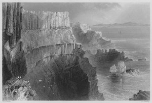 Pleaskin Cliff, Near the Giants Causeway, County Antrim by William Henry (after) Bartlett