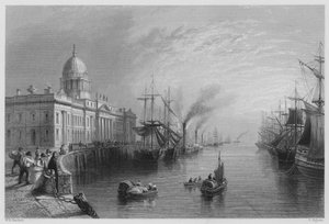The Custom House, Dublin by William Henry (after) Bartlett