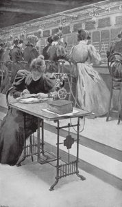 At Work in a Telephone Room by William Henry (after) Margetson