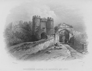 Carisbrooke Castle, Isle of Wight, Gateways and Keep by William Henry Bartlett