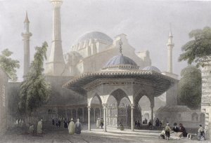 Court and Fountain of St. Sophia, Istanbul, Engraved by J. Redaway, c.1850