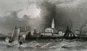 Harwich, from the sea, Essex, engraved by John Rogers, 1832