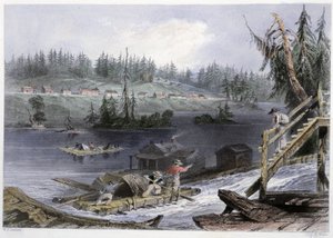 Transport of Wood at “Les Chats” - in “Canadian scenery illustrated” by Bartlett W. H.