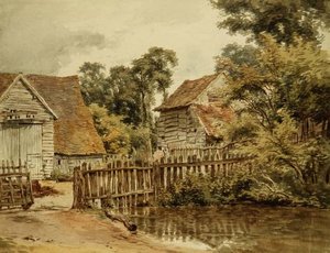 Farmyard with Pond by William Henry Hunt