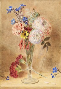 Flowers in a glass vase by William Henry Hunt