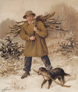 Man and Dog Collecting Firewood by William Henry James (after) Boot