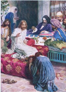 Mary and the alabaster box, from The Bible Picture Book published by Thomas Nelson, c.1950