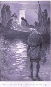 Sir Bedivere put King Arthur gently into the barge by William Henry Margetson