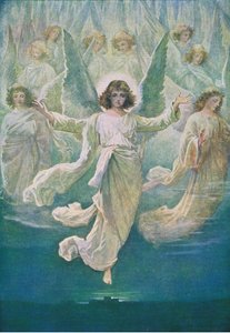 The angel choir, from The Bible Picture Book published by Thomas Nelson, c.1950 by William Henry Margetson