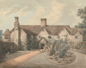 A Boy Playing a Drum in the Garden of a Country House by William Henry Pyne
