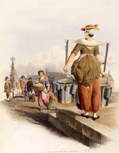A Milkmaid, from The Costumes of Great Britain, pub. By Henry Miller, 1805 by William Henry Pyne