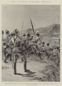 The Advance towards Dongola, the British Officer in Command of a Negro Battalion of the 11th Soudanese Regiment watching his Men embark at Shellal, on 18 March by William Heysham (after) Overend