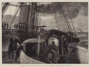 Barbette Turret of HMS Temeraire, One of the Fleet at the Dardanelles, Gun Practice, Ready to Fire!