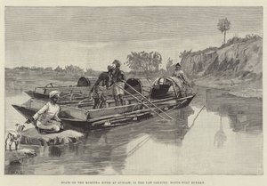 Boats on the Myettha River at Gungaw, in the Yaw Country, North-West Burma by William Heysham Overend