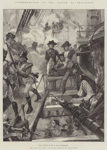 Commemoration of the Battle of Trafalgar, HMS Victory on 21 October 1805, at Trafalgar by William Heysham Overend