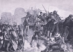 Defending a laager against a Zulu attack by William Heysham Overend