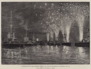 Illumination of the Combined British and Italian Squadrons at Spithead, 12 July by William Heysham Overend