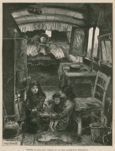 Sketches of Gipsy Life; Interior of Van near Latimer Road, Notting Hill by William Heysham Overend